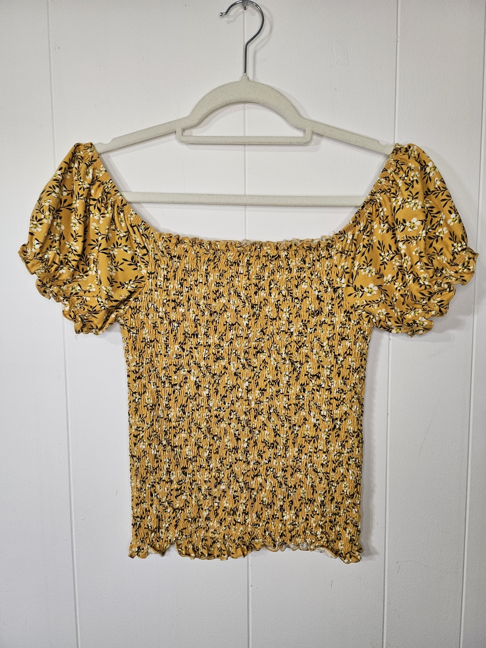 Smocked Off-Shoulder Crop Top